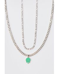 BoohooMAN - Drip Face Multilayer Necklace - Lyst