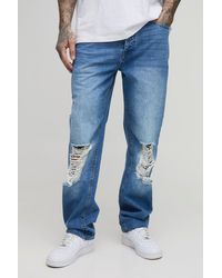 Boohoo - Vaqueros Tall Sin Tratar Rectos Rotos - Lyst