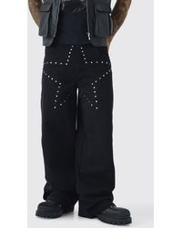 BoohooMAN - Baggy Fit Rigid Star Studded Jeans - Lyst