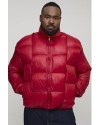 Boohoo - Plus High Shine Weft Oversized Funnel Neck Puffer Jacket - Lyst