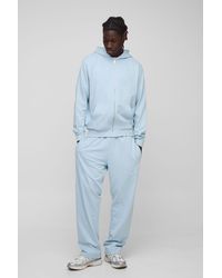 BoohooMAN - Lightweight Basic Regular Fit Zip Through Hoodie And Straight Leg Jogger Set - Lyst