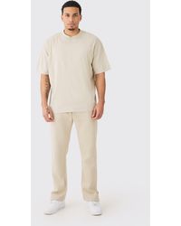 BoohooMAN - Signature Oversized Extended Neck Tshirt And Jogger Set - Lyst