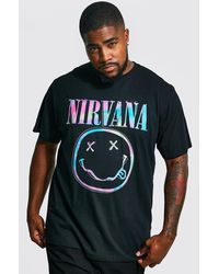 BoohooMAN - Plus Batik T-Shirt mit lizenziertem Nirvana-Print - Lyst