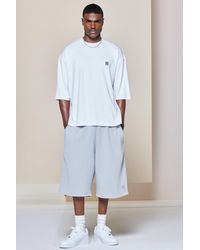 BoohooMAN - Loopback Embroidered Jersey Jort - Lyst