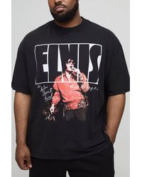 BoohooMAN - Plus Oversized Elvis Presley License Acid Wash Print T-Shirt - Lyst