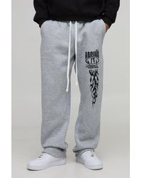Boohoo - Baggy Fit Moto Graphic Joggers - Lyst