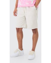 BoohooMAN - Elastic Waist Drawcord Detail Slim Fit Shorts In Ecru - Lyst