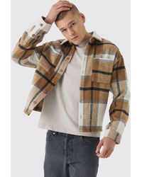 BoohooMAN - Regular Fit Brushed Plaid Overshirt - Lyst