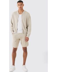 BoohooMAN - Knitted Sweater Short Tracksuit - Lyst