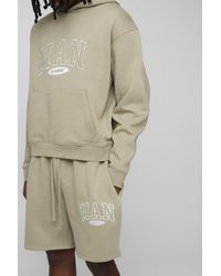 Boohoo - Chándal Oversize Man Recto De Pantalón Corto Y Sudadera Con Capucha - Lyst