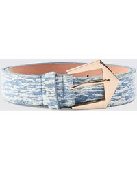 Boohoo - Textured Denim Belt In Blue - Lyst