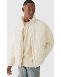 BoohooMAN - Quilted Funnel Neck Puffer Coat - Lyst