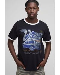 BoohooMAN - Regular Fit Vintage Car Graphic Ringer T-shirt - Lyst