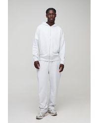 BoohooMAN - Lightweight Basic Regular Fit Zip Through Hoodie And Straight Leg Jogger Set - Lyst