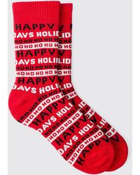 BoohooMAN - Happy Holidays Christmas Socks - Lyst