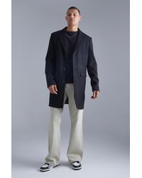 Boohoo - Tall Single Breasted Wool Look Overcoat In Black - Lyst