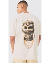 BoohooMAN - Oversized Washed Jewel Mask Print T-shirt - Lyst