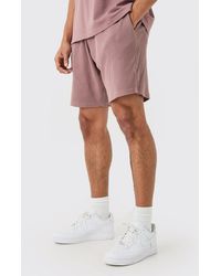 BoohooMAN - Relaxed Mid Length Waffle Short - Lyst