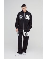 BoohooMAN - 330Gsm Oversized Official Varsity Hooded Split Hem Zip Tracksuit - Lyst