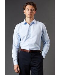 BoohooMAN - Light Blue Easy Iron Oxford Slim Fit Long Sleeve Shirt - Lyst