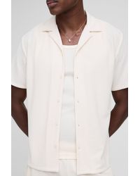 BoohooMAN - Regular Fit Honeycomb Waffle Revere Shirt - Lyst