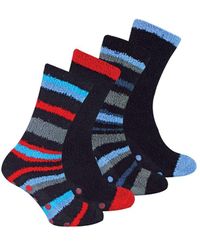 BoohooMAN - Sock Snob 4 Pack Cosy Soft Fluffy Slipper Bed Socks With Grips - Lyst