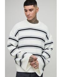 BoohooMAN - Tall Ribbed Knit Wide Sleeve Boxy Oversized Sweater - Lyst