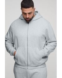 BoohooMAN - Plus Basic Regular Zip Through Hoodie - Lyst