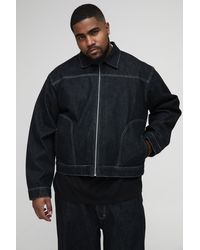 Boohoo - Chaqueta Plus Vaquera Recta Con Costuras En Contraste - Lyst