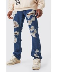 BoohooMAN - Slim Rigid Flare Self Fabric Applique Official Jeans - Lyst