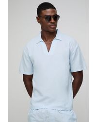 BoohooMAN - Oversize Leinen-Hemd mit V-Ausschnitt - Lyst