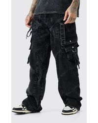 BoohooMAN - Tall Baggy Rigid Strap And Buckle Detail Jeans - Lyst