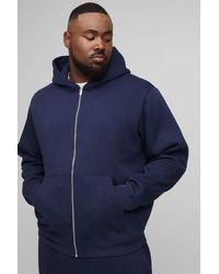 BoohooMAN - Plus Basic Regular Zip Through Hoodie - Lyst