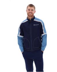 BoohooMAN - Latore Mixed Full Zip Track Jacket Maritime Blue - Lyst
