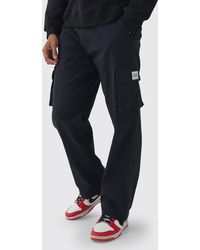 BoohooMAN - Relaxed Fit Fixed Waist Woven Tab Cargo Pants - Lyst