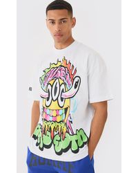 BoohooMAN - Oversized Nibbled Face Graphic T-shirt - Lyst