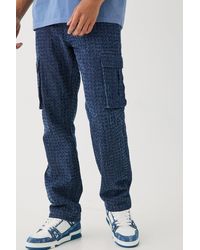 BoohooMAN - Relaxed Rigid Distressed Cargo Jean - Lyst