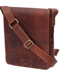 BoohooMAN - Primehide 'gl10' Leather Messenger Bag - Lyst