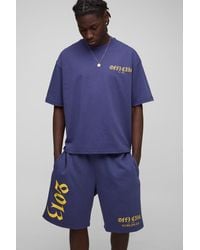 BoohooMAN - Oversized Boxy Official Graphic T-Shirt & Short Set - Lyst
