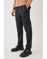 BoohooMAN - Textured Tailored Belted Relaxed Fit Trousers - Lyst