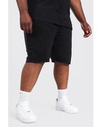 BoohooMAN Plus Size Raw Hem Jersey Short - Black
