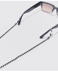 BoohooMAN - Metal Beaded Sunglasses Chain In Gunmetal - Lyst