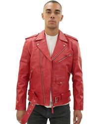 BoohooMAN - Infinity Leather Cow-hide Brando Jacket -venice - Lyst