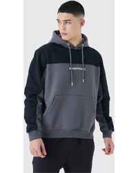 BoohooMAN - Man Official Tape Back Colour Block Hoodie - Lyst