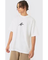Boohoo - Oversized Extended Neck Man Flock Printed T-Shirt - Lyst