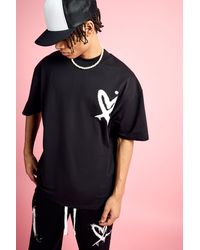 BoohooMAN - Oversized Extended Neck Heart T-shirt - Lyst