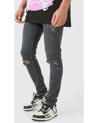 Boohoo - Skinny Stretch Paint Splatter Ripped Jeans - Lyst