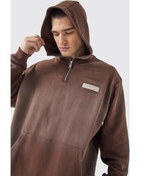 BoohooMAN - Tall Oversized 1/4 Zip Washed Loopback Hoodie - Lyst