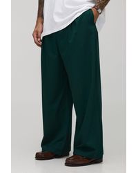BoohooMAN - Wide Fit Pleat Front Tailored Smart Pants - Lyst