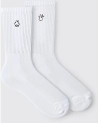 BoohooMAN - 2 Pack Halloween Ghost Embroidered Socks - Lyst